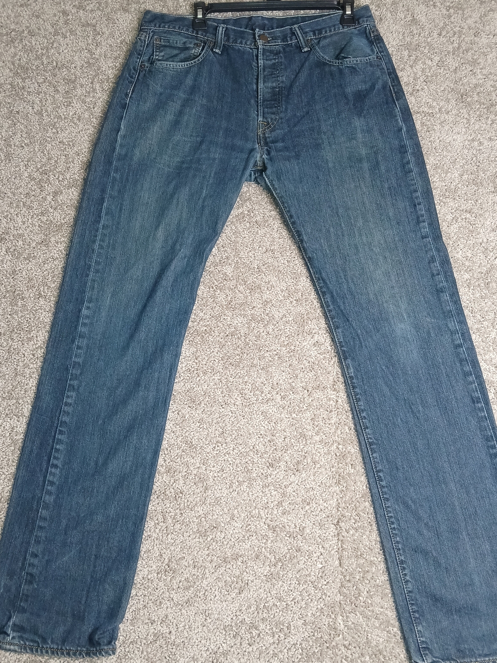 Levi's 501 Jeans for Men Blue Button Fly Straight Leg Denim‎ Medium Wash 34x34